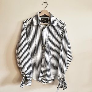 Abercrombie Fitch Men Muscle Navy Stripes Long Sleeve Button Up Shirt Size S
